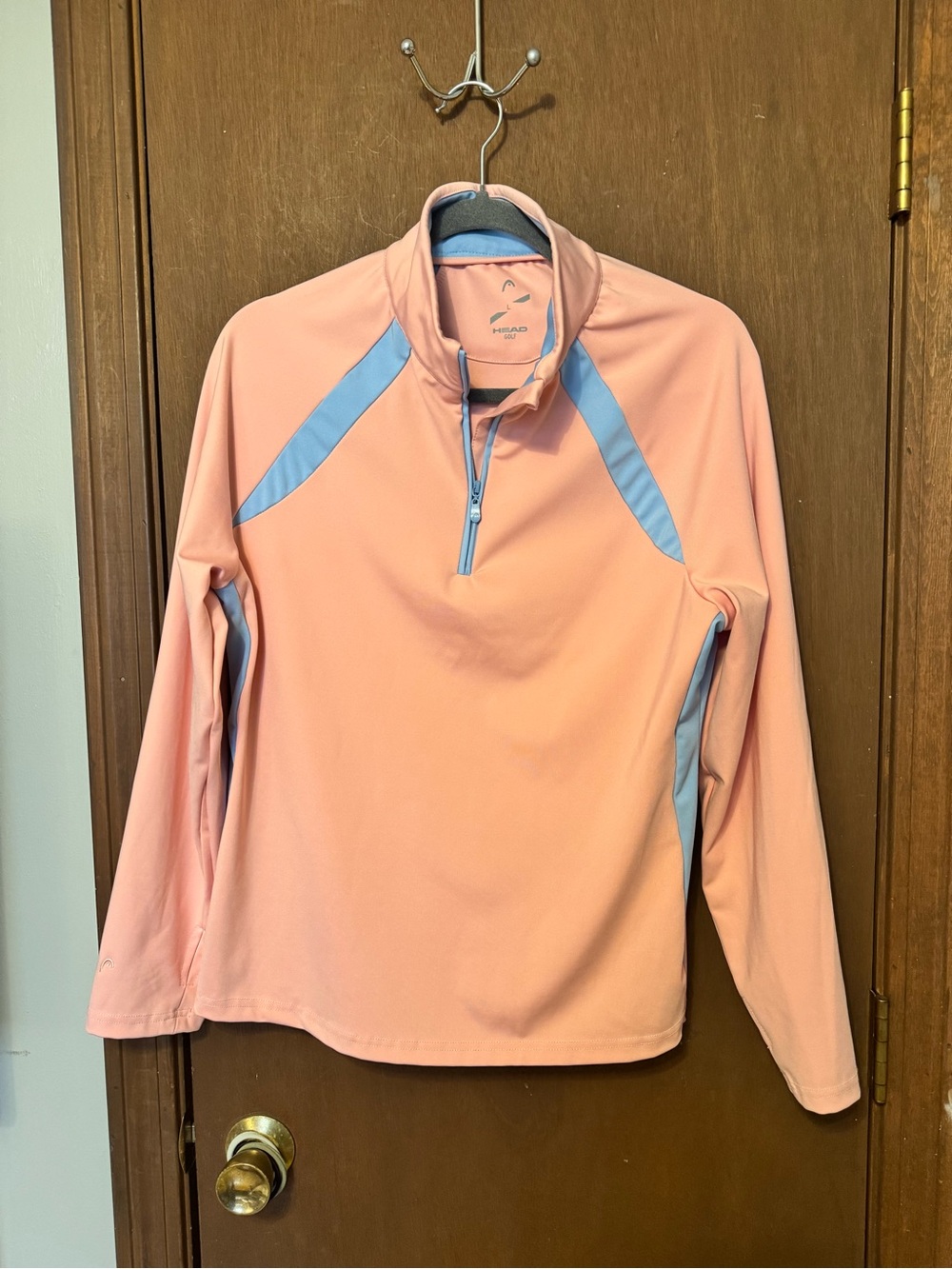 Head Pink and Light Blue Half-Zip Athletic Sweater